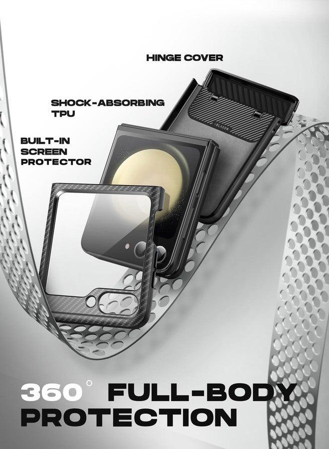 i-Blason for Samsung Galaxy Z Flip 7 FE Case, Z Flip 6/5 Case with Stand [Built-in Screen Protector] [Hinge Protection] Full-Body Rugged Shockproof Protective Phone Case for Z Flip 7 FE/6/5, Black - Image 3