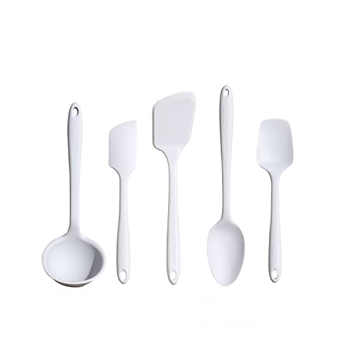 GIR: Get It Right 5 Piece Silicone Ultimate Kitchen Utensils Set - Ladle, Spatula, Flip, Spoon & Spoonula - Non-Toxic Cooking Utensils for Nonstick Cookware, Cooking and Baking - Studio White - Image 1