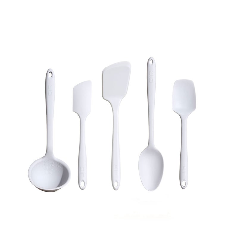 GIR: Get It Right 5 Piece Silicone Ultimate Kitchen Utensils Set - Ladle, Spatula, Flip, Spoon & Spoonula - Non-Toxic Cooking Utensils for Nonstick Cookware, Cooking and Baking - Studio White - Image 3