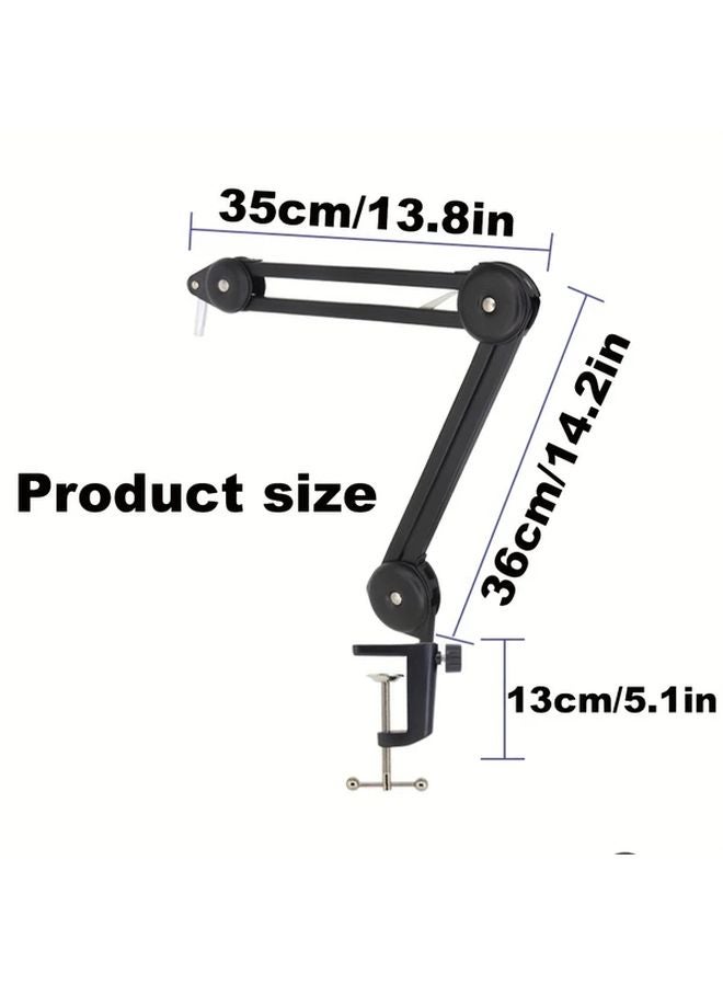 AK 48 Black Heavy Duty Adjustable Microphone Arm Stand With Cable Management - Image 3