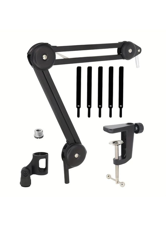 AK 48 Black Heavy Duty Adjustable Microphone Arm Stand With Cable Management - Image 1