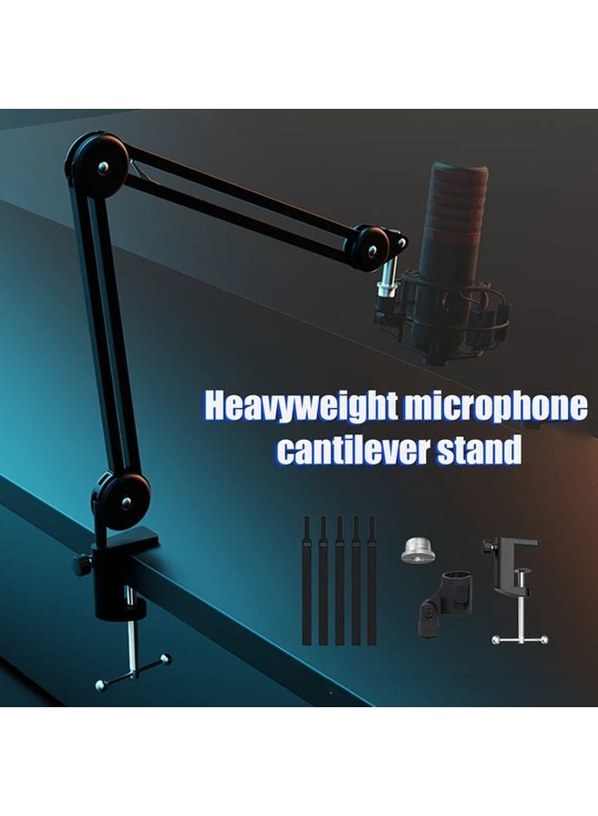 AK 48 Black Heavy Duty Adjustable Microphone Arm Stand With Cable Management - Image 2