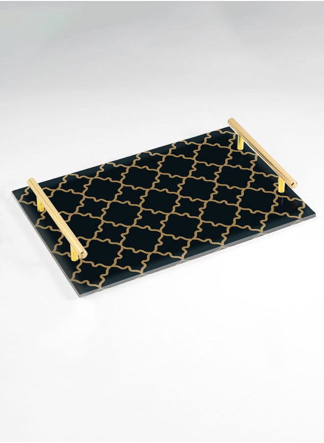 LOWHA Decorative Acrylic Serving Tray with Gold Color Metal Handles Ornament 20x30cm  - Image 1