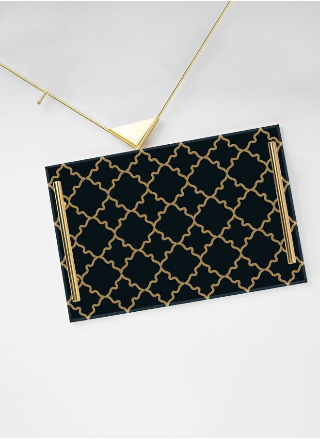LOWHA Decorative Acrylic Serving Tray with Gold Color Metal Handles Ornament 20x30cm  - Image 3