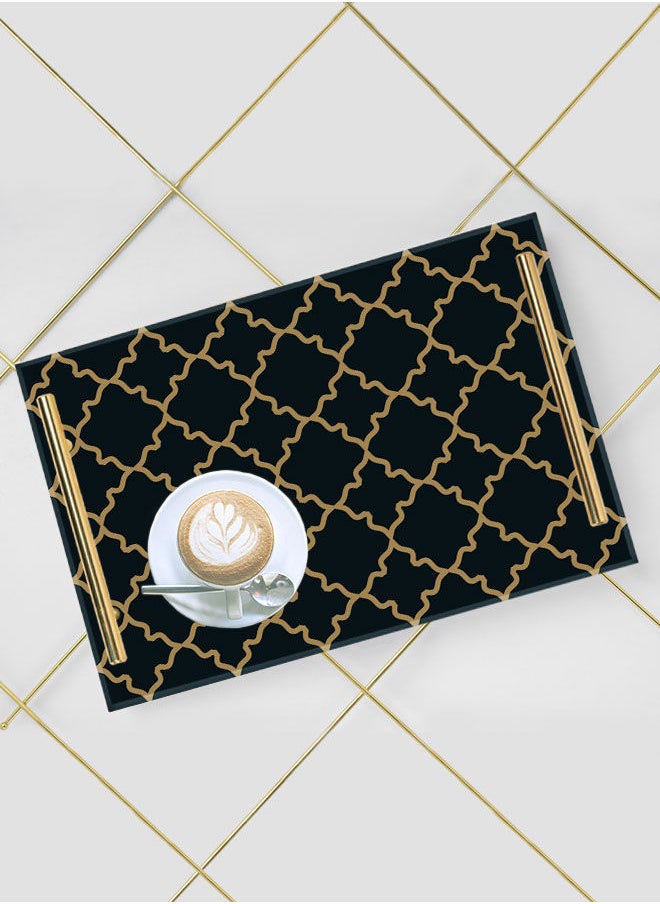LOWHA Decorative Acrylic Serving Tray with Gold Color Metal Handles Ornament 20x30cm  - Image 5