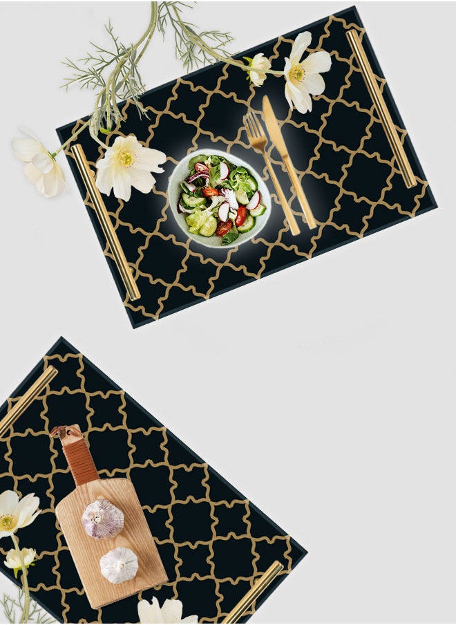 LOWHA Decorative Acrylic Serving Tray with Gold Color Metal Handles Ornament 20x30cm  - Image 4