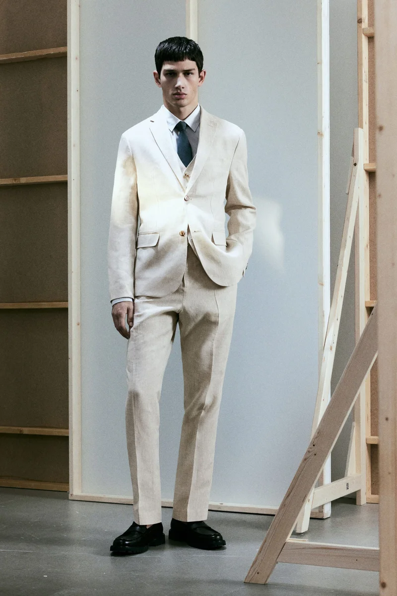 H&M Slim Fit Linen suit waistcoat