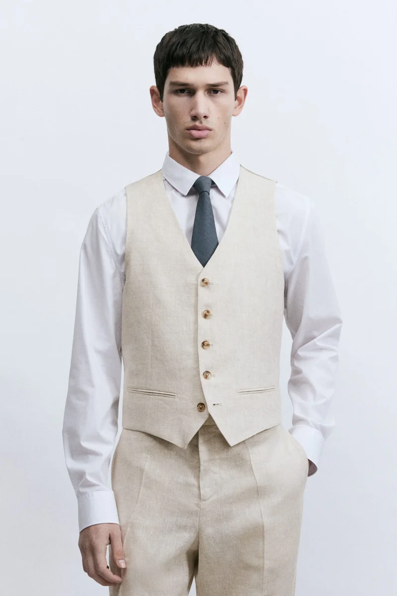 H&M Slim Fit Linen suit waistcoat