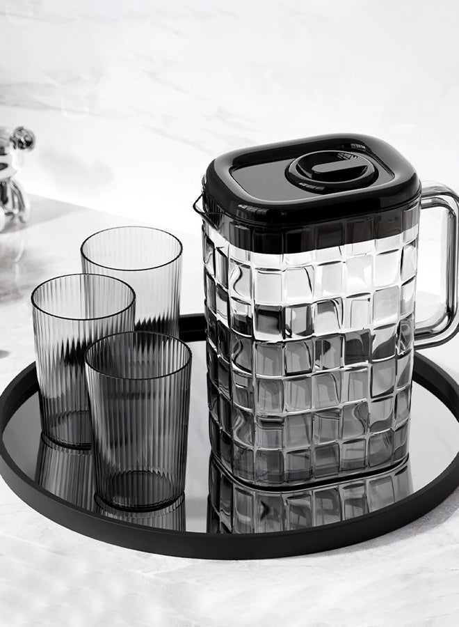 مجموعة أباريق مياه بلاستيكية سعة 2 لتر مع 3 أكواب لتخمير الشاي ومشروبات العصير والمشروبات الأخرى - Image 4