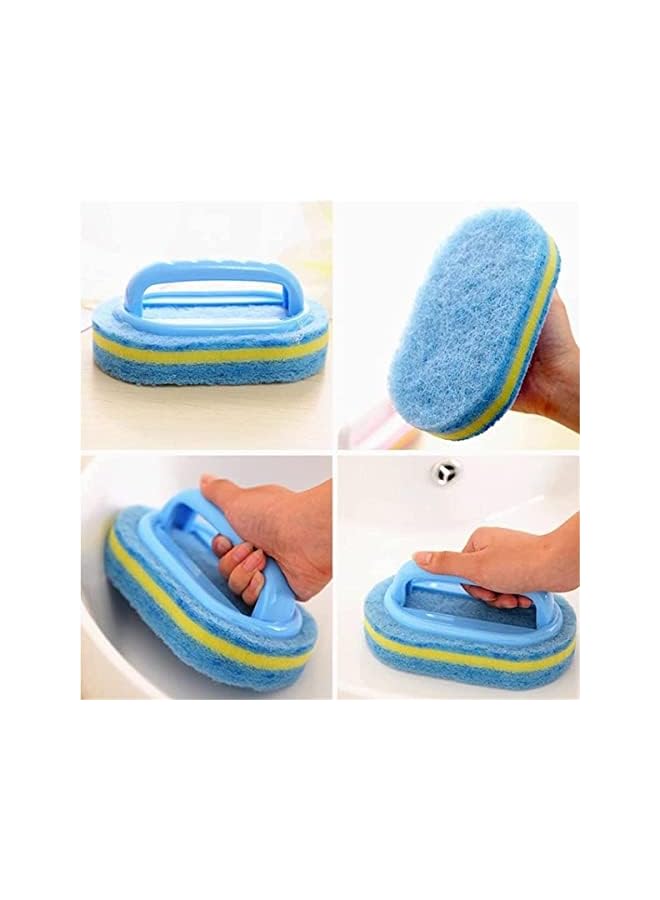 promass Handles Sponge Brush Blue Soft Magic Sponge Eraser Cleaning Bathtub Ceramic Tile Cleaner Kitchen Tool Household Cleaning Brush - Thick and Durable Sponge Brush for Cleaning Bathroom/Kitchen - Image 4