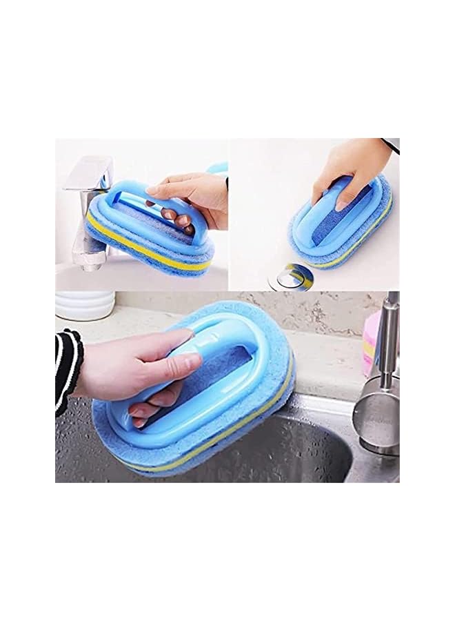 promass Handles Sponge Brush Blue Soft Magic Sponge Eraser Cleaning Bathtub Ceramic Tile Cleaner Kitchen Tool Household Cleaning Brush - Thick and Durable Sponge Brush for Cleaning Bathroom/Kitchen - Image 3