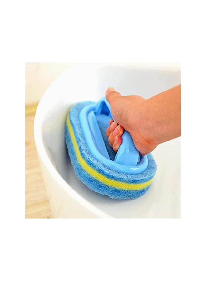 promass Handles Sponge Brush Blue Soft Magic Sponge Eraser Cleaning Bathtub Ceramic Tile Cleaner Kitchen Tool Household Cleaning Brush - Thick and Durable Sponge Brush for Cleaning Bathroom/Kitchen - Image 2