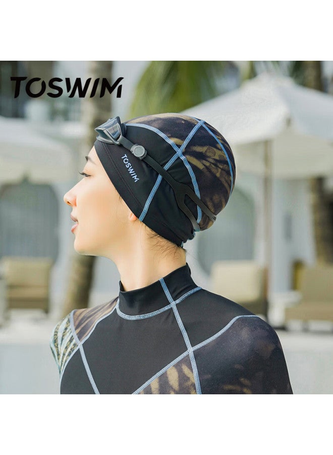 Toswim Adult Printed Swim Cap C Fortable Breathable Soft Non-slip Swimming Cap - Green Wonderland - Image 1