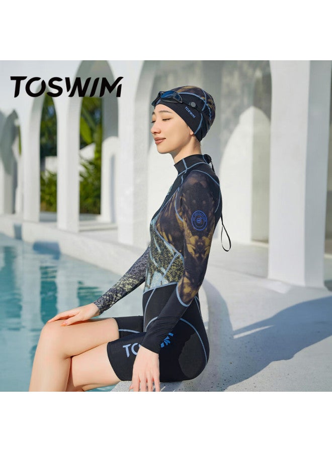 Toswim Adult Printed Swim Cap C Fortable Breathable Soft Non-slip Swimming Cap - Green Wonderland - Image 2