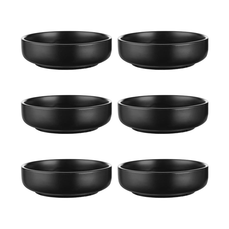 Selamica Selamica Ceramic 33 Inch Soy Sauce Dish Dipping Bowls Side Dishes Small Appetizer Pinch Bowls for Condiments Sushi Ketchup BBQSet of 6Matte Black 