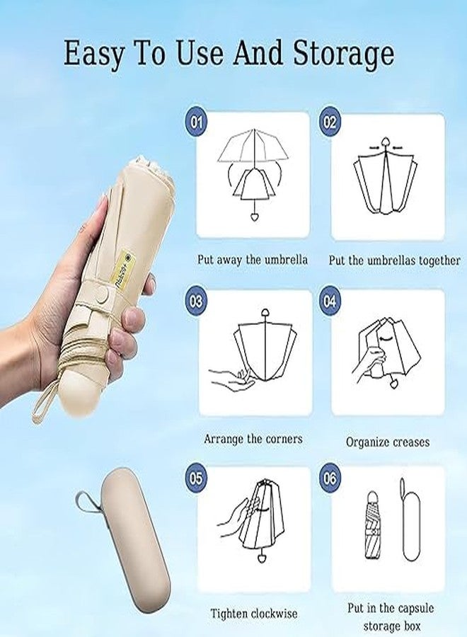 HOMENITY مظلة سفر صغيرة من هومينيتي® - قطعة واحدة مع حافظة - صغيرة الحجم وخفيفة الوزن ومقاومة للرياح - حماية من الأشعة فوق البنفسجية، مظلة قابلة للطي ومقاومة للماء للحقيبة والجيب وحقيبة اليد - مظلة محمولة للشمس والمطر للنساء والرجال - Image 5