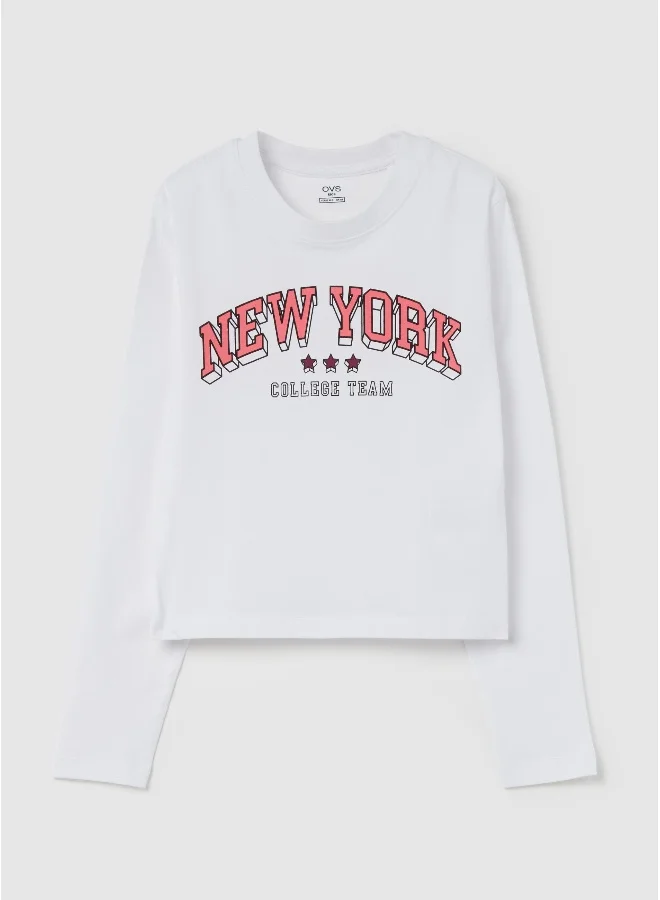 Ovs Crop T-shirt with long sleeves and print