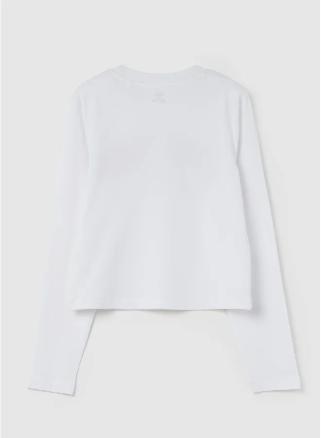 Ovs Crop T-shirt with long sleeves and print