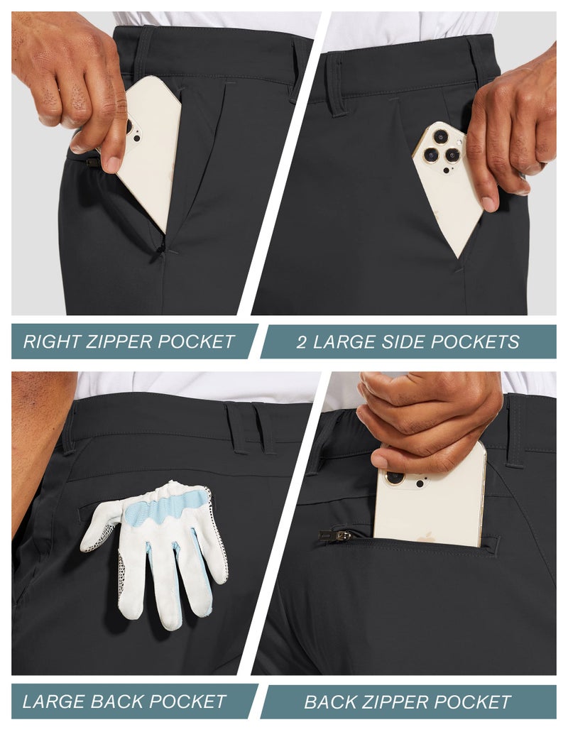 PULI Golf Dress Shorts Men Casual Business Hiking Classic Relaxed Fit Beach Fishing Summer Athletic with Pockets Black 30 - Image 4