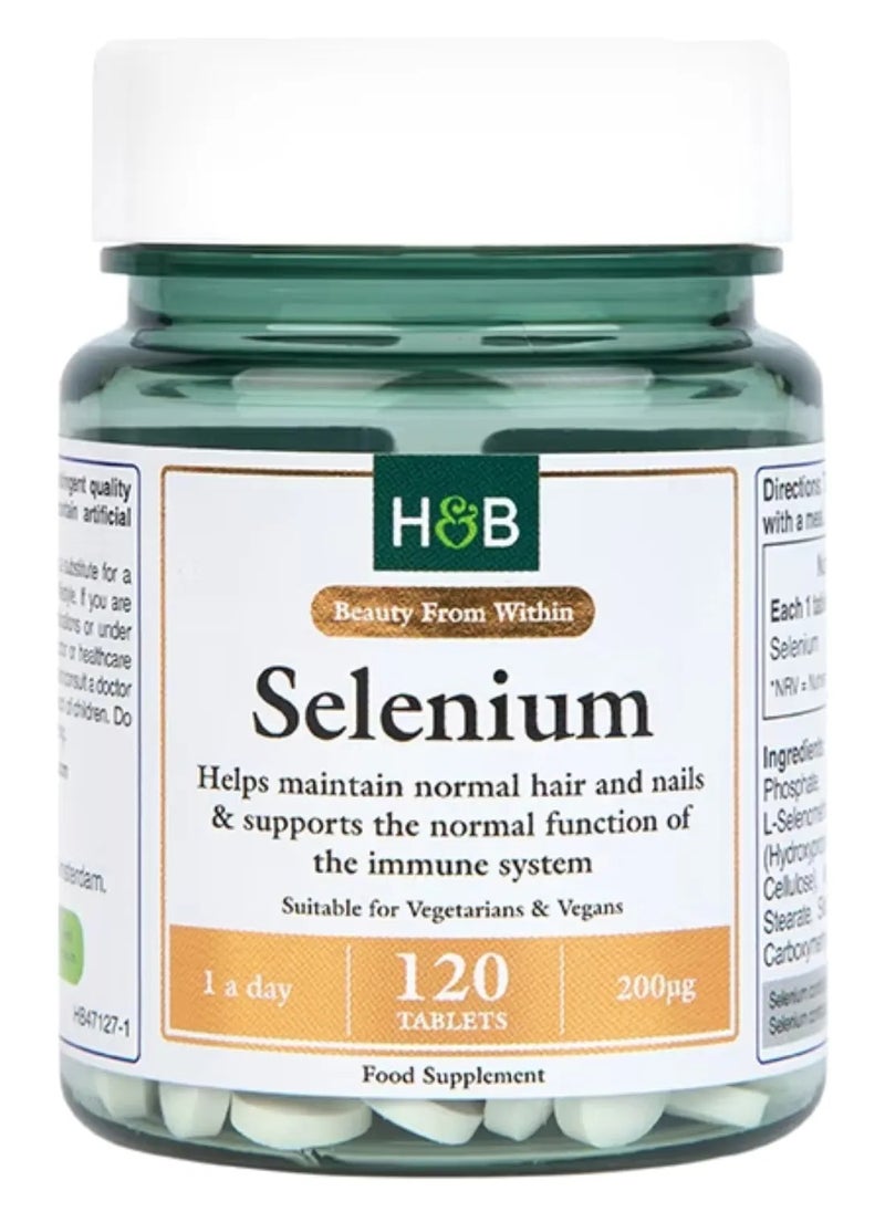 H&B H&B Selenium 200µg Tablets, Pack of 120's 