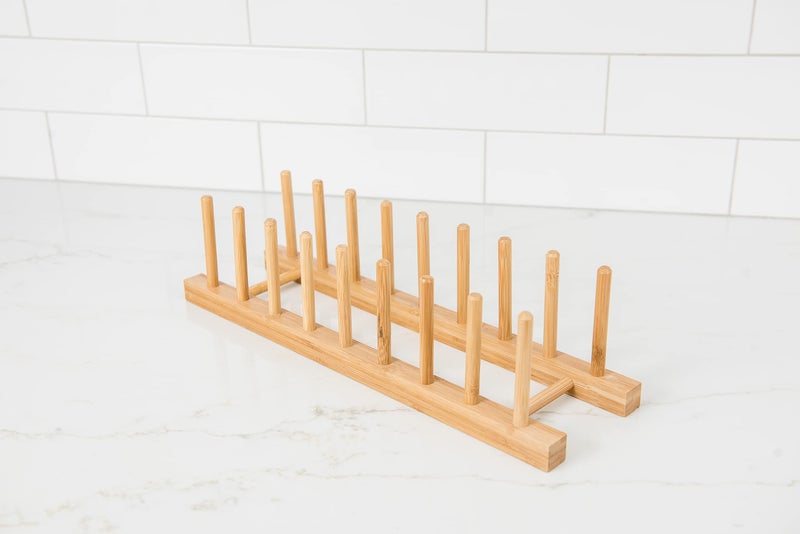 Lipper International 887 Bamboo Wood Plate Rack and Pot Lid Holder, 15-3/8" x 4-3/8" x 4" - Image 3