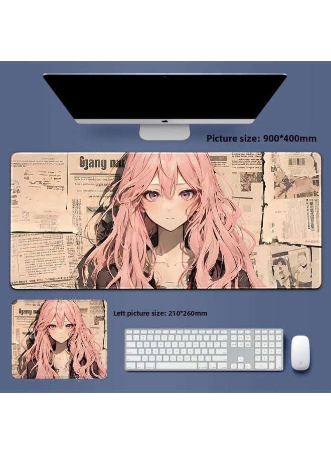Generic - Unlocked Anime Mouse Pad Extra Large Two-Dimensional Gaming Office Keyboard Pad Long Style-Color:90x40cm Thickness 3mm-Pattern:Living Alone In The Hut - Image 1