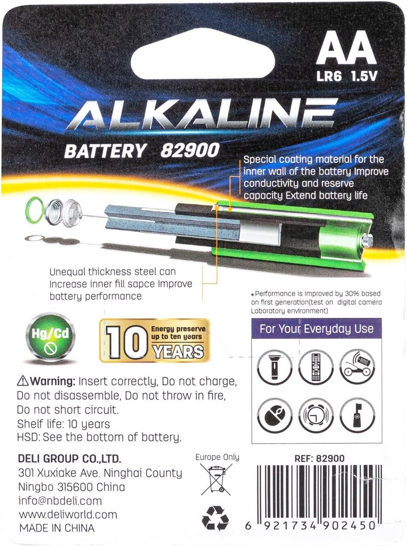 Deli 82900 Alkaline Battery AA LR6 4+2pcs 1.5V - 1Pack - Image 3
