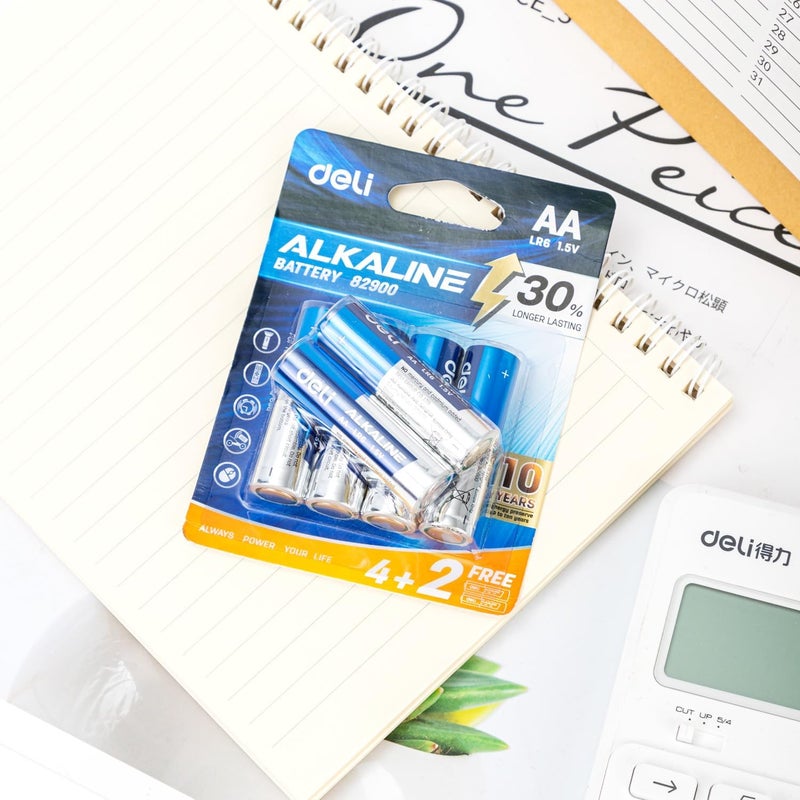 Deli 82900 Alkaline Battery AA LR6 4+2pcs 1.5V - 1Pack - Image 5