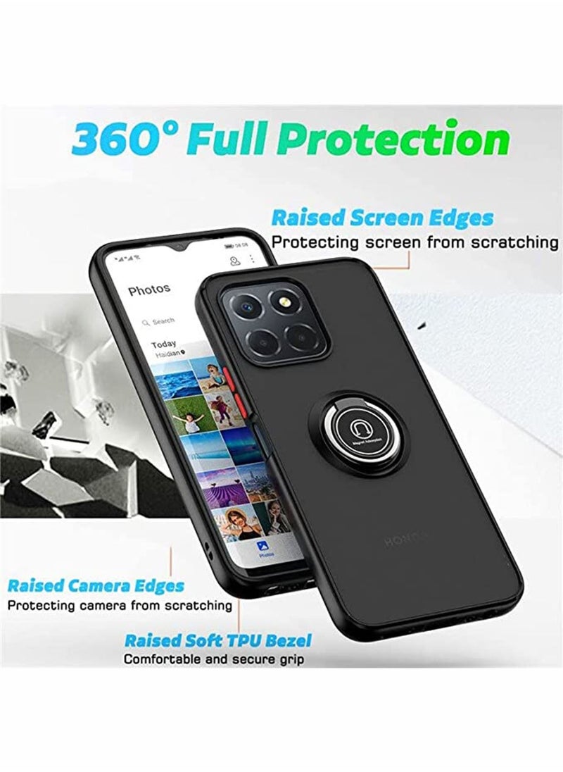 Generic - Honor X6/Honor X8 5G Case Cover Not fit Honor X8 4G Crystal CShockproof Ring Stand Phone Back Cove Scratch Resistant Reinforced Skin Silicone Protective Back Cover Black - Image 1