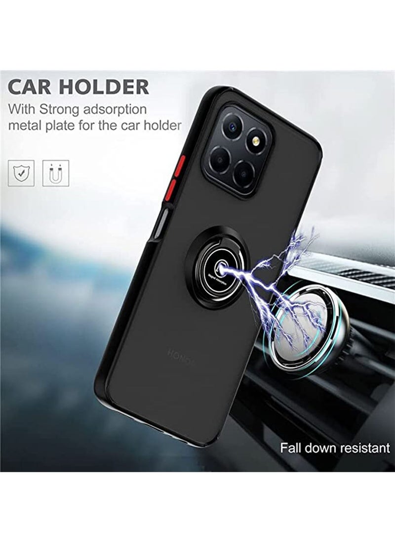 Generic - Honor X6/Honor X8 5G Case Cover Not fit Honor X8 4G Crystal CShockproof Ring Stand Phone Back Cove Scratch Resistant Reinforced Skin Silicone Protective Back Cover Black - Image 1