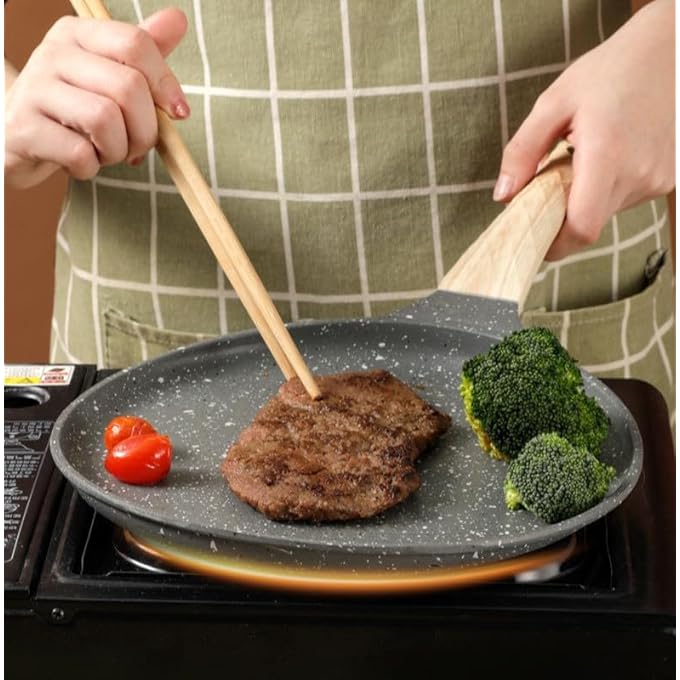 سكاي تاتش مقلاة كريب غير لاصقة مقاس 28 سم مطلية بالجرانيت من تاوا مع مقبض ستاي كول، مقلاة فطائر خالية من مادة Ptfe وPfoa لجميع المواقد، باللون الأسود - Image 5