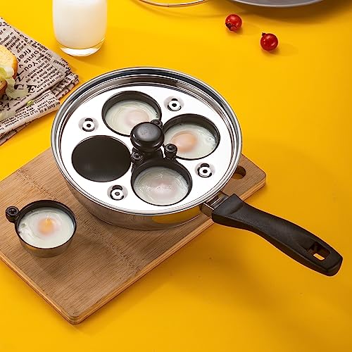 MARSKITOP Egg Poacher Pan Nonstick 4 Eggs, Poached Egg Pan Stainless Steel Poached Egg Cooker, Egg Poaching Pan PFOA Free, Poached Egg Maker with Nonstick Poached Egg Cups - Image 2