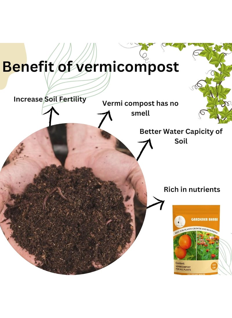 Gardener Bhabi Gardener Bhabi Organic Vermicompost For Plants 500gm  - Image 3
