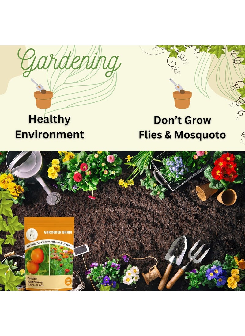 Gardener Bhabi Gardener Bhabi Organic Vermicompost For Plants 500gm  - Image 4