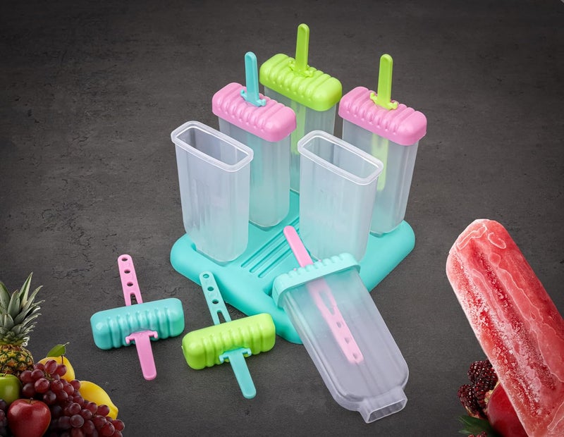 Xmart india Food Grade Plastic Popsicle Mold BPAFree Homemade Ice Pop Maker Reusable Ice Pop Makers Homemade Popsicle Frozen Ice Cream Moulds Tray Kulfi Candy Ice Lolly MoldMulticolor