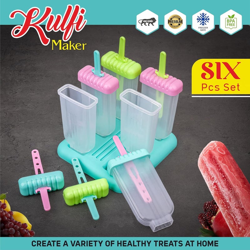 Xmart india Food Grade Plastic Popsicle Mold BPAFree Homemade Ice Pop Maker Reusable Ice Pop Makers Homemade Popsicle Frozen Ice Cream Moulds Tray Kulfi Candy Ice Lolly MoldMulticolor