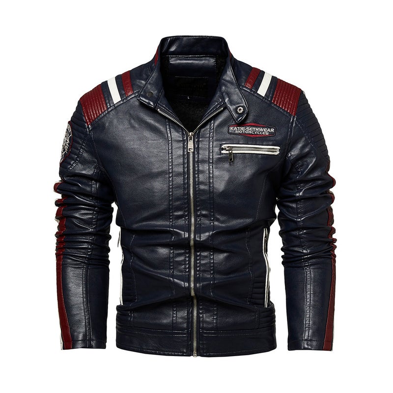 Winter Men'S Leather Padded Collar Pu Leather Jacket 2022 New Motorcycle Clothing Men'S Jacket - Image 1