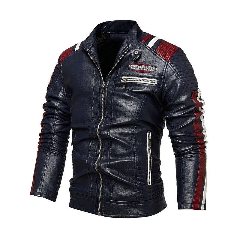 Winter Men'S Leather Padded Collar Pu Leather Jacket 2022 New Motorcycle Clothing Men'S Jacket - Image 4