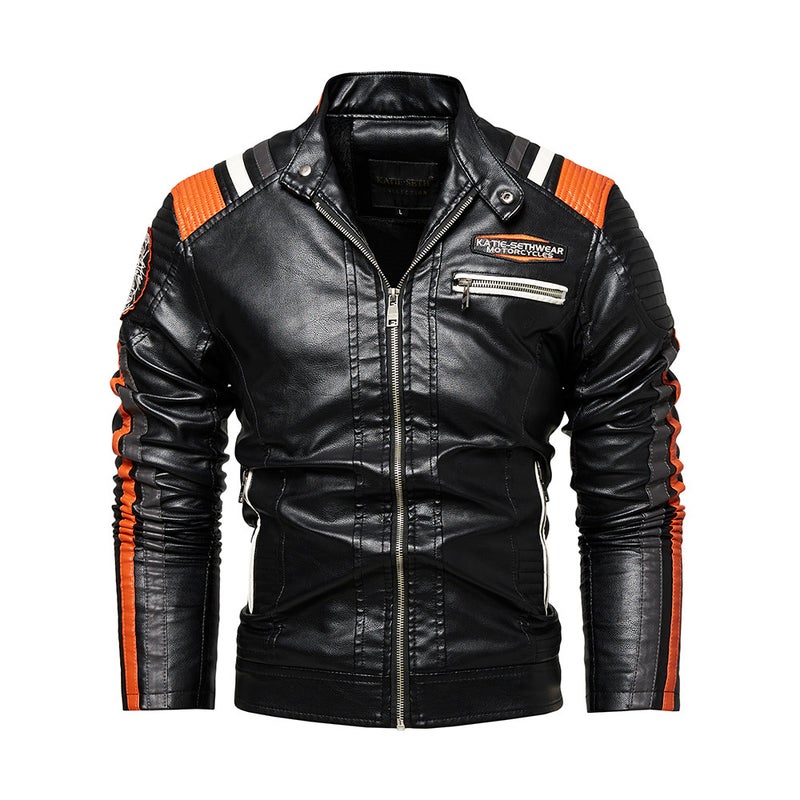 Winter Men'S Leather Padded Collar Pu Leather Jacket 2022 New Motorcycle Clothing Men'S Jacket - Image 2