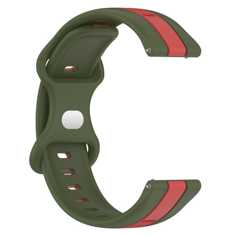 S-TOP For Garmin Forerunner 55 20mm Butterfly Buckle Two-Color Silicone Watch Band(Red+Army Green) - Image 2