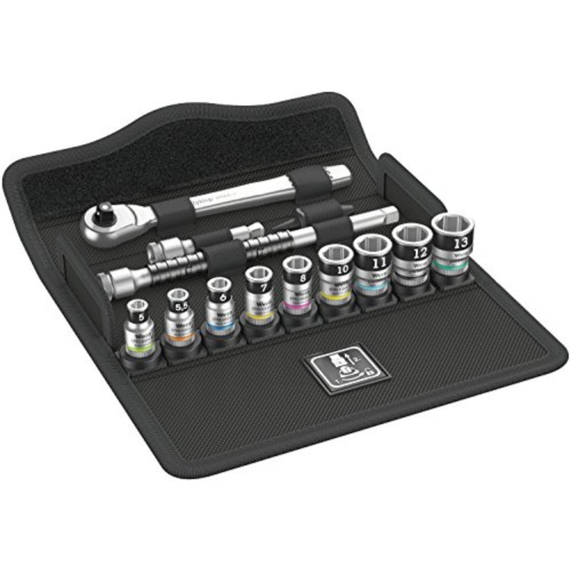 SA 12 Holding Function Socket Set with Zyklop Metal Switch, 1/4" Drive, 13pc, 05003756001, Black - Image 1