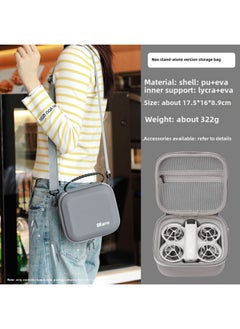 Generic Bkano Is Suitable For DJI Neo Bag For DJI Neo Cosmetics Bag Storage Box Stand-Alone Version Bag Stand-Alone Bag Portable Bag-Color:Neo Stand-alone Version Gray Pu Shoulder Storage Box-Size:About 17.5*16*8.9cm  - Image 1