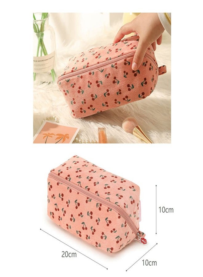 Moranse Cosmetic Travel Bag,Waterproof Multifunctional Makeup Pack Case,Upgraded Zipper Opening Design More Convenient To Carry, Maximum Capacity Used (Pink Cherries Design) - Image 3