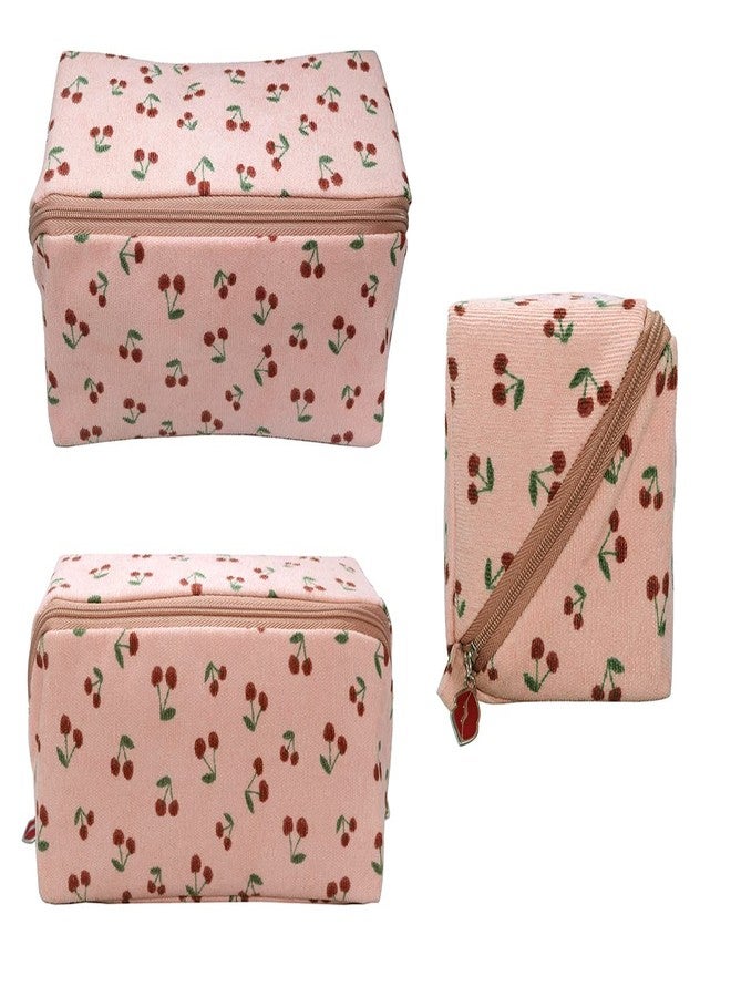 Moranse Cosmetic Travel Bag,Waterproof Multifunctional Makeup Pack Case,Upgraded Zipper Opening Design More Convenient To Carry, Maximum Capacity Used (Pink Cherries Design) - Image 2
