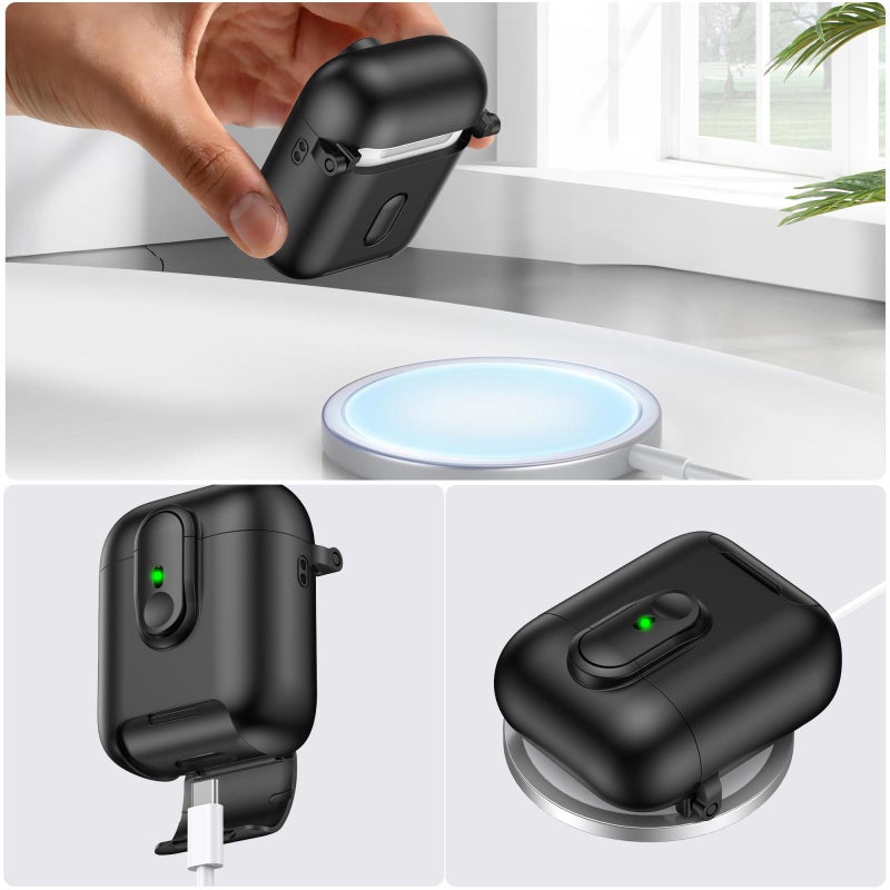 erorex For AirPods 1 / 2 One-piece Holder Wireless Earphones Case with Lanyard(Pink) - Image 5