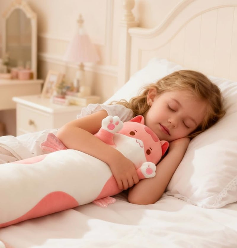 Mewaii Long Cat Plush 5 Sizes, 120% Extra Filling Giant Plushness Kids Body Pillow, Kawaii Cute Pink Cat Stuffed Animals Plushies, Big Long Body Pillow Cat Plush Gift for Girls 20â€ - Image 5