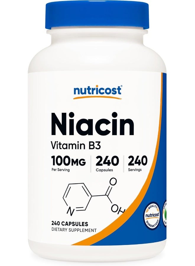 Nutricost Niacin Vitamin B3 100Mg, 240 Capsules With Flushing, Nongmo, Gluten Free - Image 1