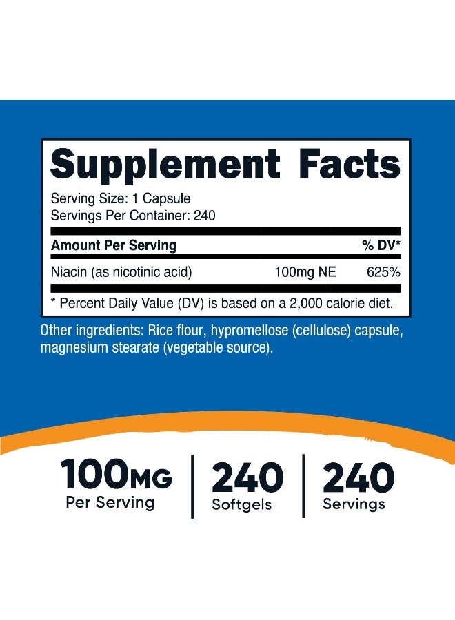 Nutricost Niacin Vitamin B3 100Mg, 240 Capsules With Flushing, Nongmo, Gluten Free - Image 2