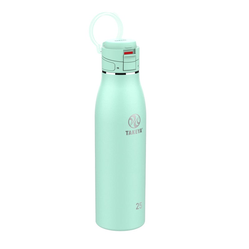 Takeya 25 oz Traveler Stainless Steel Insulated Travel Coffee Mug with Locking Leak Proof Lid, Premium Quality, BPA Free, Aqua - Image 1