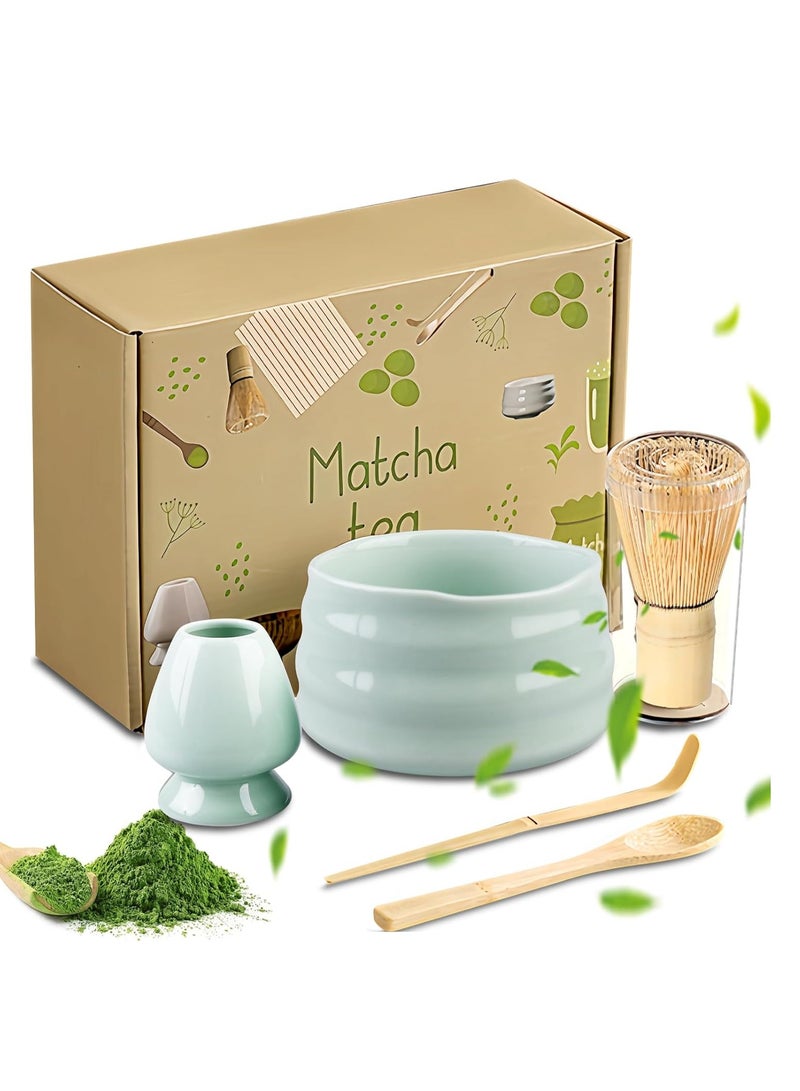 نكومي مجموعة خفاقة الماتشا من 5 قطع، أدوات ماتشا من الخيزران، وعاء ماتشا سيراميكي، خفاقة ماتشا، مع وعاء ماتشا، فوهة وحامل خفاقة، مغرفة تقليدية من الخيزران مثالية لتحضير شاي الماتشا التقليدي - Image 1
